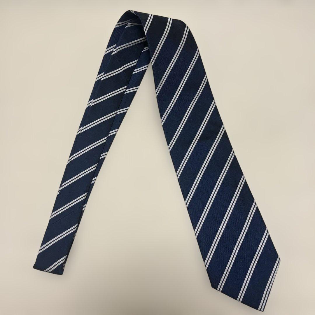 ステファノビジ ネクタイ ストライプ ネイビー × ホワイト