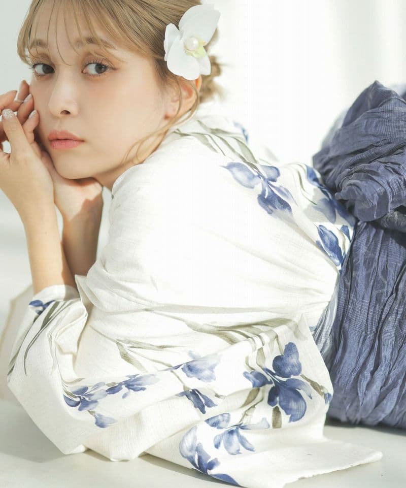 【ディータ】Dita【京の水墨画水仙】浴衣 帯 下駄セット 青 ブルー 花火大会