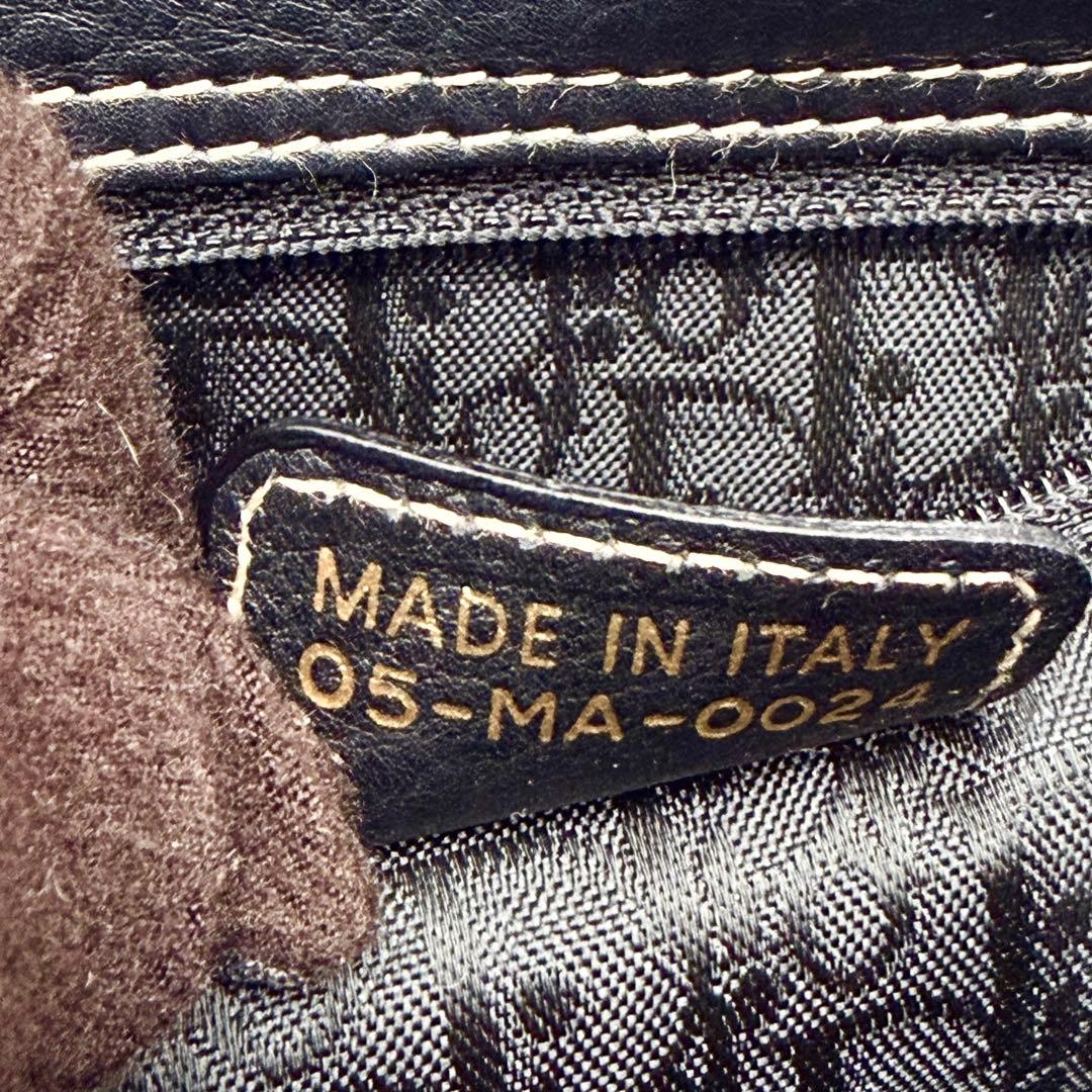 【美品】クリスチャンディオール レザーハンドバッグ 横長 鍵付き ブラック