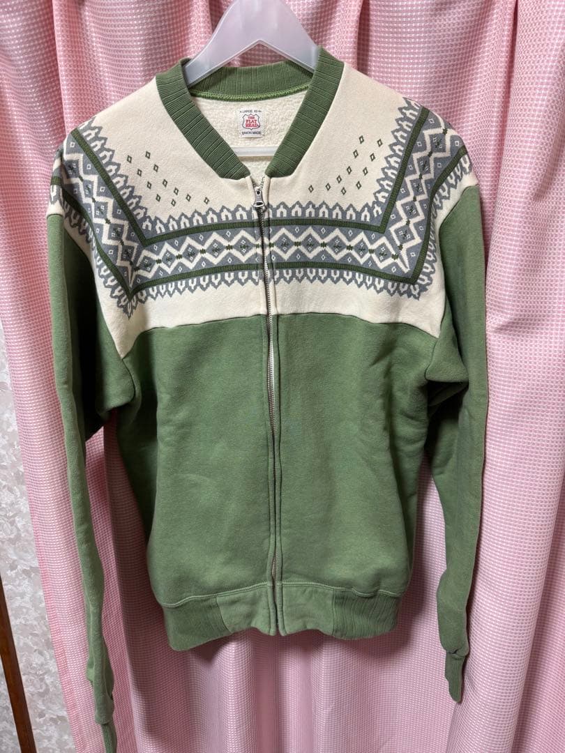 THE FLAT HEAD フラットヘッド 雪柄フルジップスウェット XL