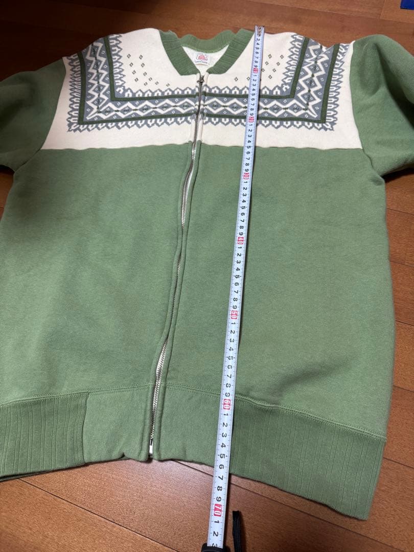 THE FLAT HEAD フラットヘッド 雪柄フルジップスウェット XL