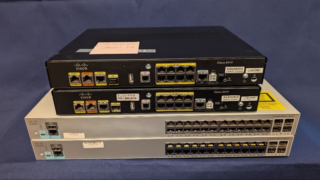 【CCNA、CCNP】CISCO C891F、C2960　静音タイプ　4台セット