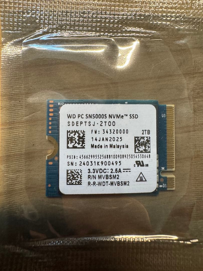 新品未開封 WD SN5000s 2230 2TB NVMe SSD Gen4