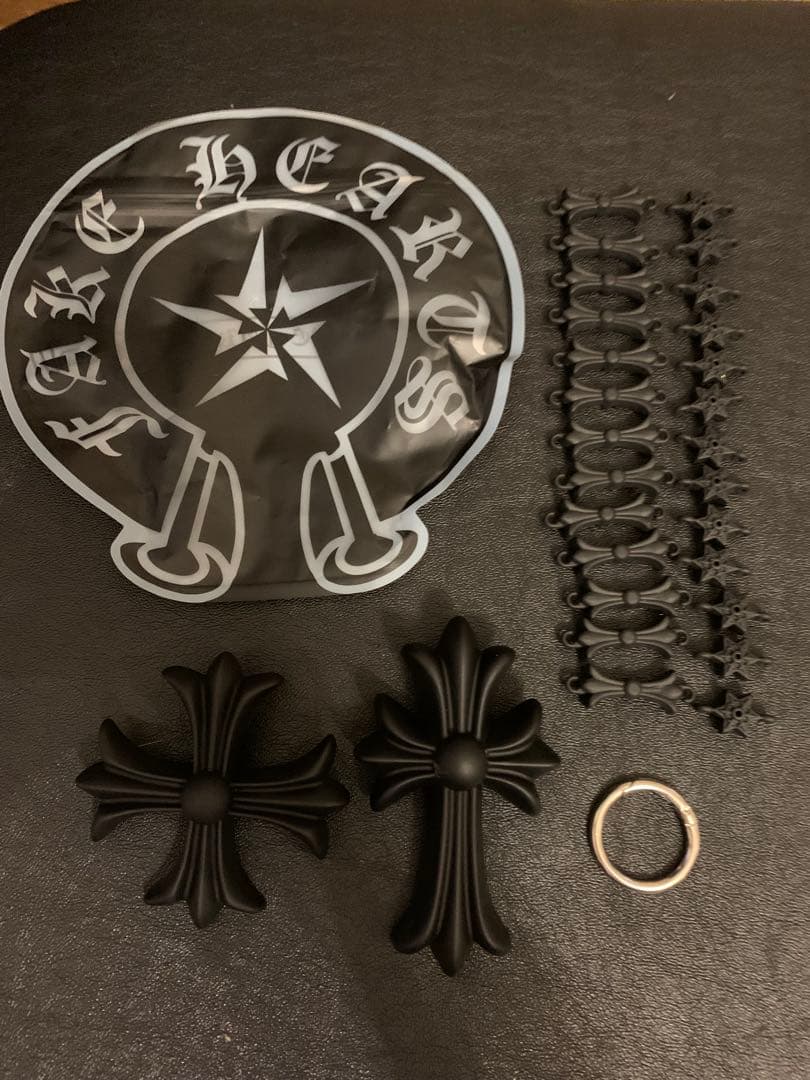 バカデカFAKE HEARTSクロスブラック 十字架 ネックレス　クロムハーツ