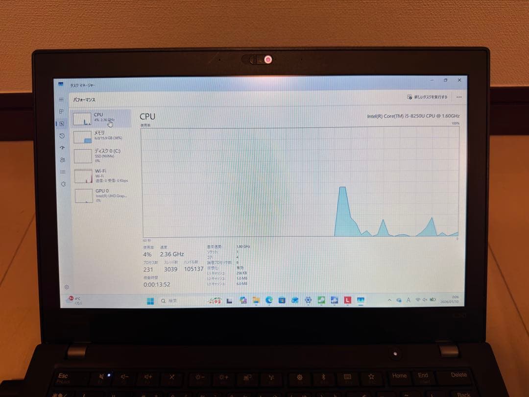 ThinkPad X280 i5 16GB 指紋認証 Win11Pro