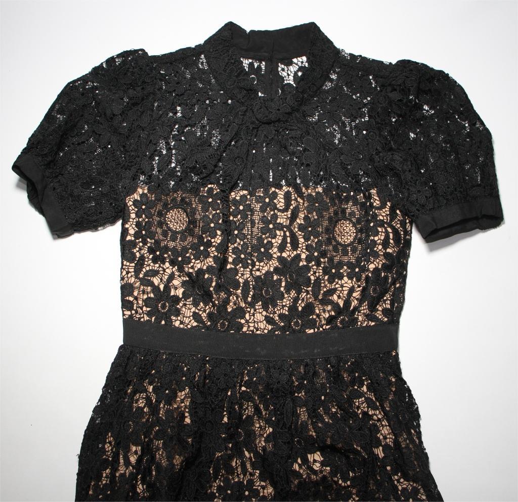 ジ*ン様 セルフポートレイト ワンピース ギピュールレース 花柄 黒 UK8 未