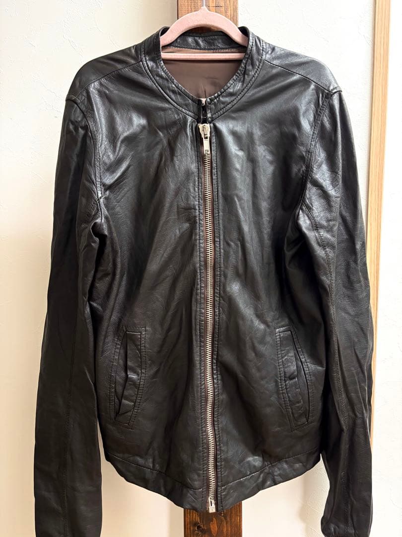 Rick Owens リックオウエンス レザー シングルライダースジャケット 茶