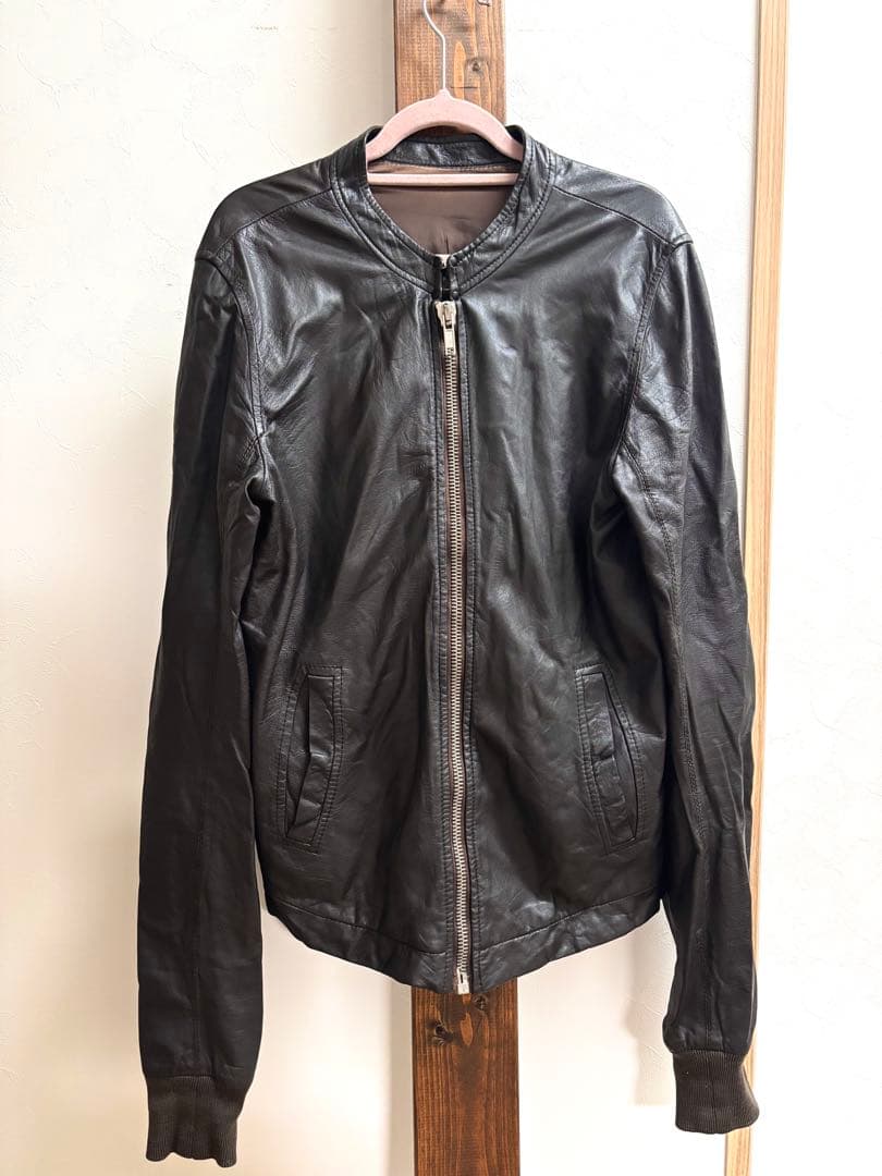 Rick Owens リックオウエンス レザー シングルライダースジャケット 茶