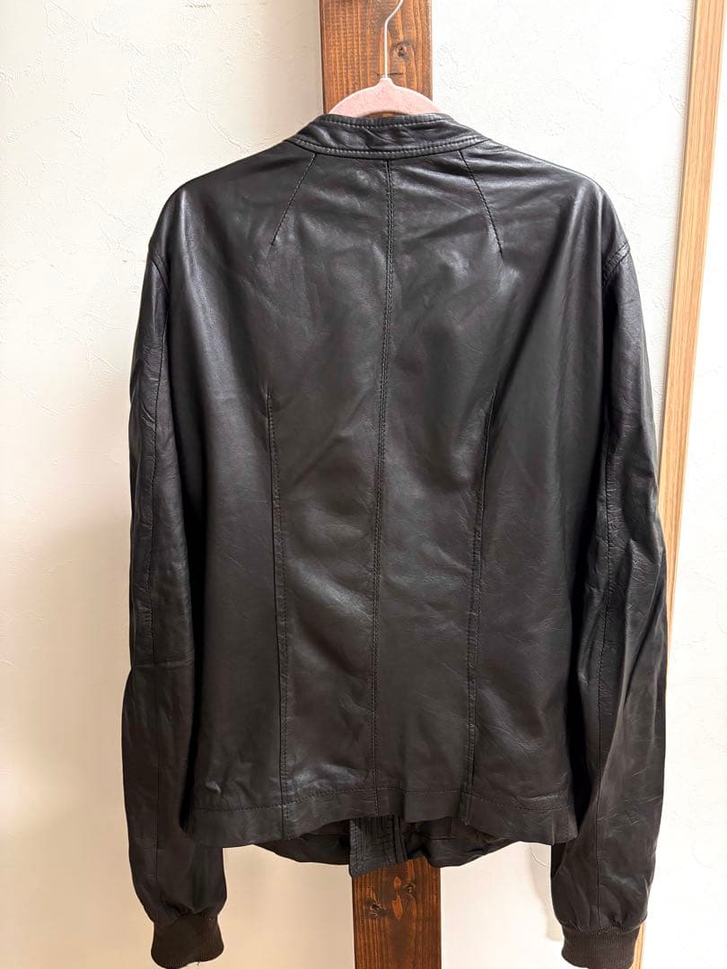 Rick Owens リックオウエンス レザー シングルライダースジャケット 茶