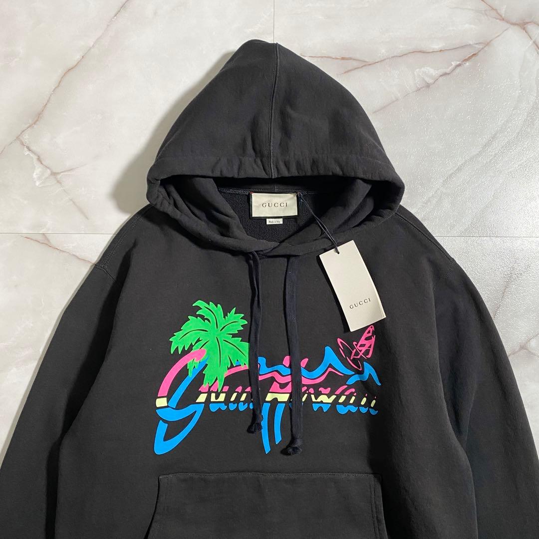 A18570 Gucci 20SS ハワイロゴプリントフーディ 黒 M
