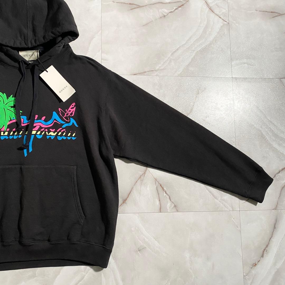 A18570 Gucci 20SS ハワイロゴプリントフーディ 黒 M