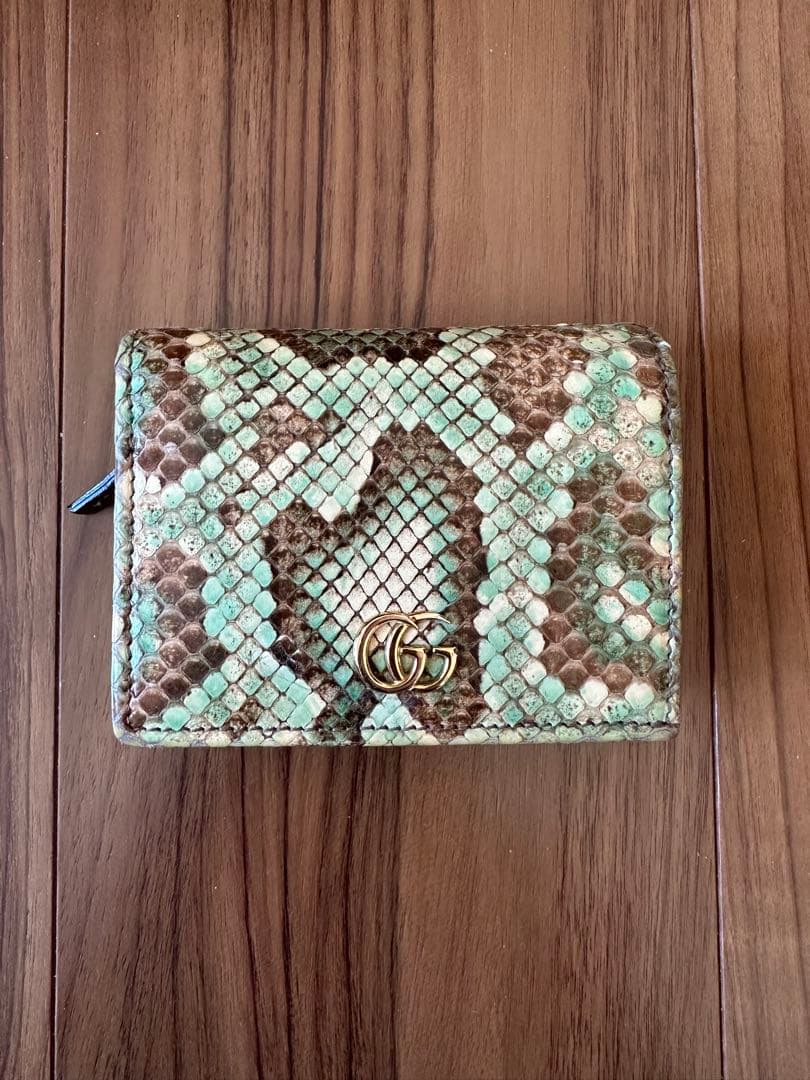 グッチ パイソン GGマーモント 二つ折り コンパクトウォレット