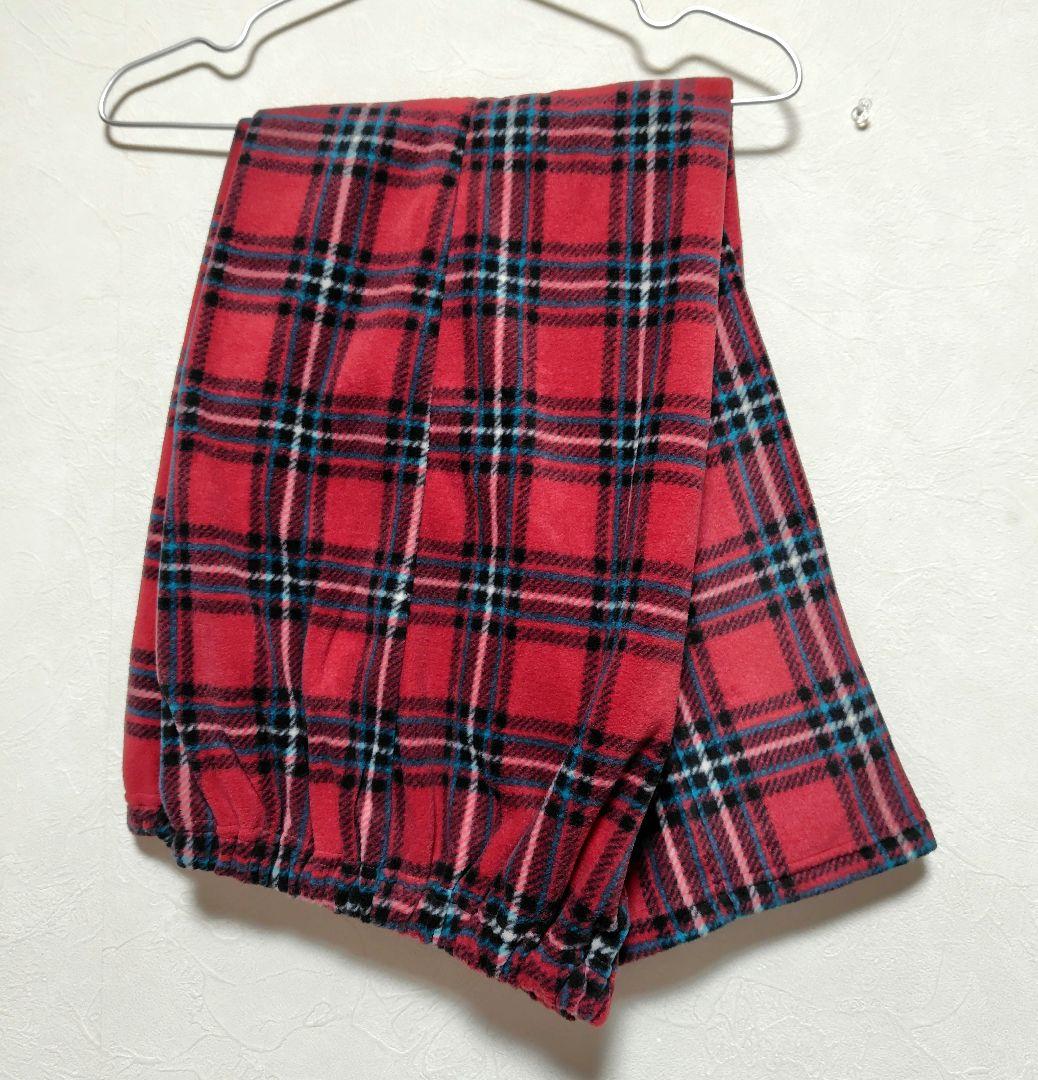 【マタノアツコ】未使用 M フリースパジャマ チェック柄　レッド系