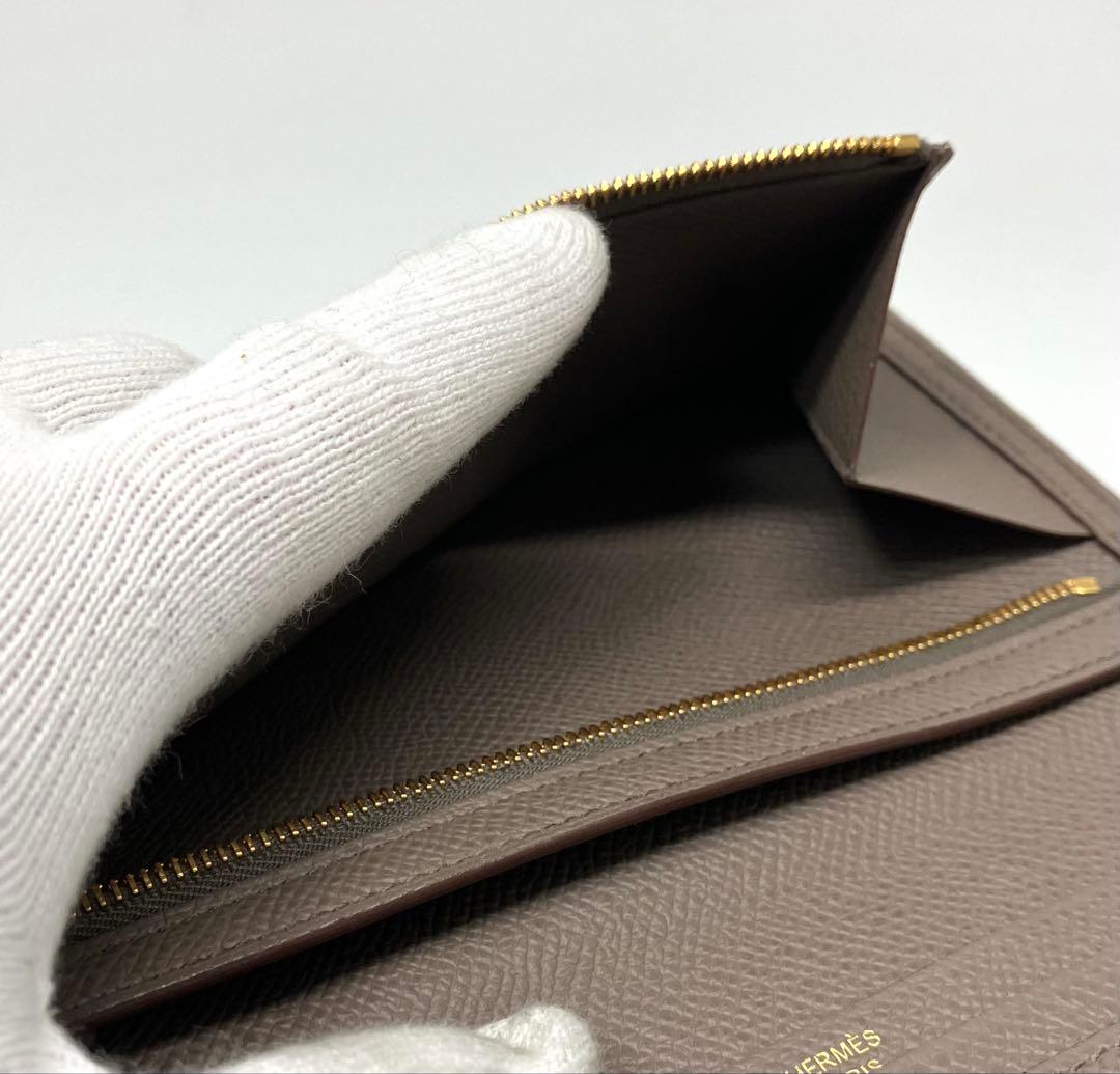 ⭐️ 極美品 エルメス ベアン スフレ 長財布 グレー エタン 鑑定済