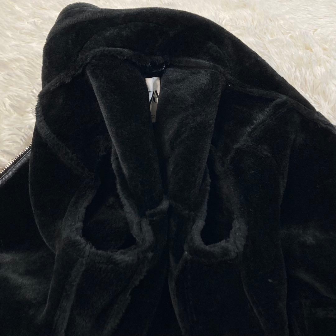 ZARA フェイクムートン ダブルライダース ボアジャケット ボア B-3