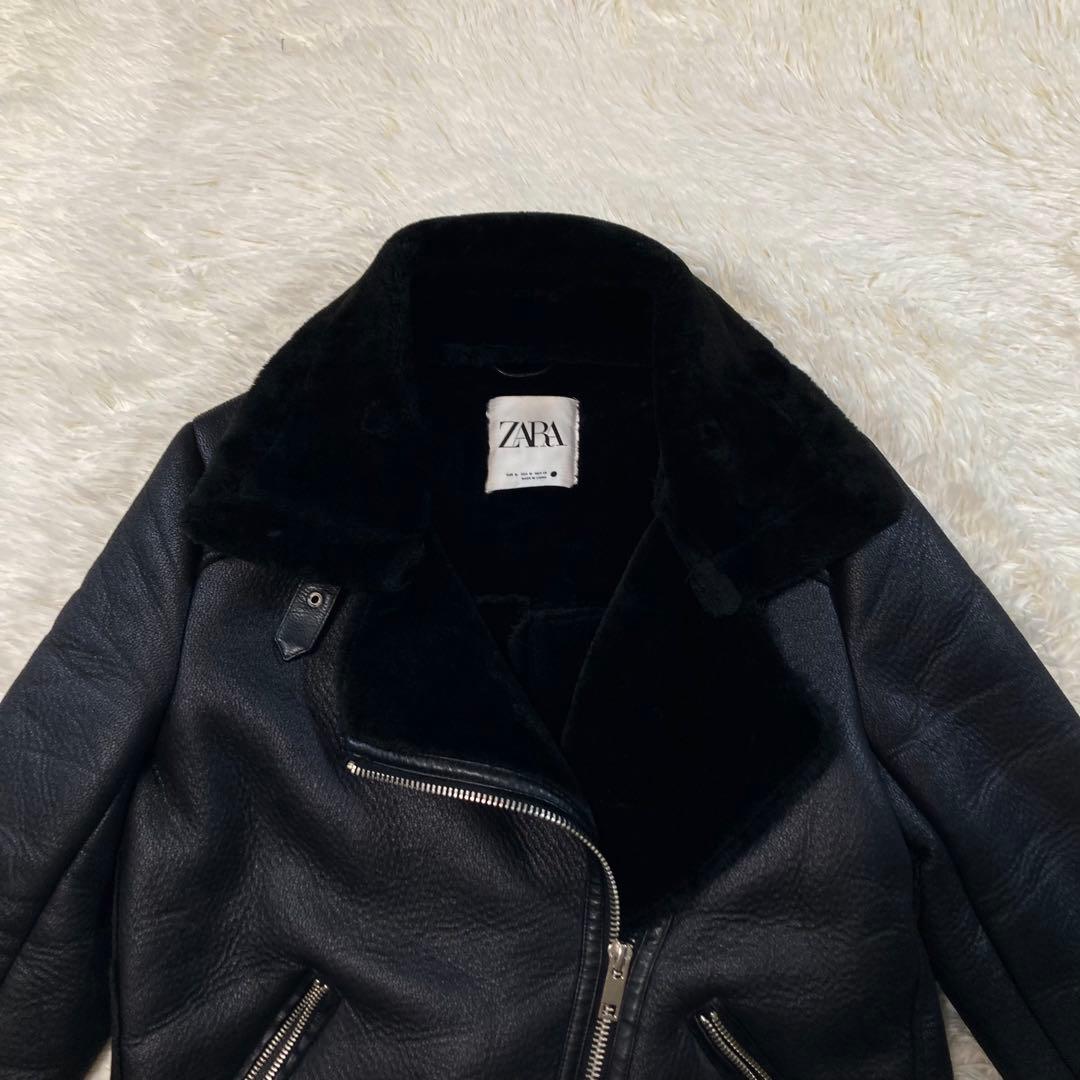 ZARA フェイクムートン ダブルライダース ボアジャケット ボア B-3