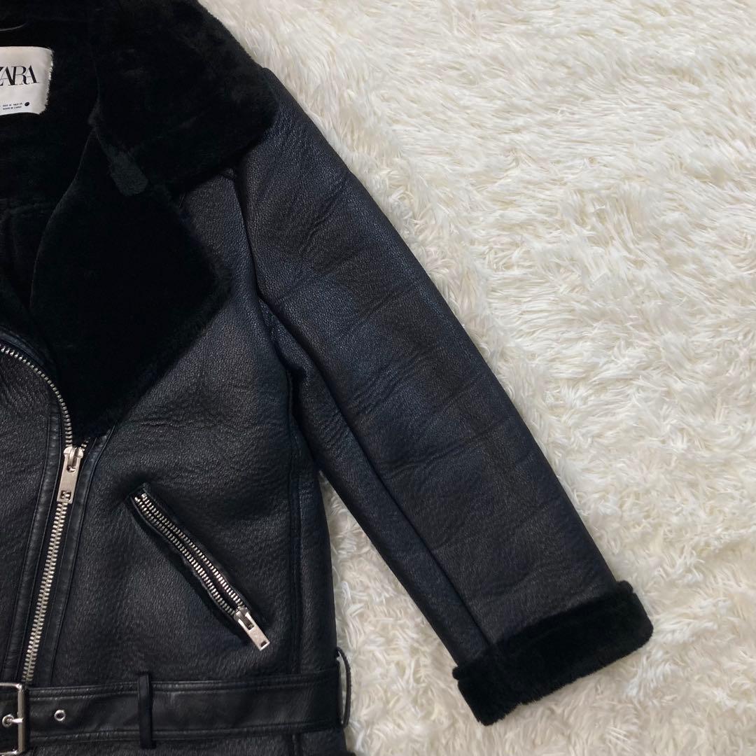 ZARA フェイクムートン ダブルライダース ボアジャケット ボア B-3