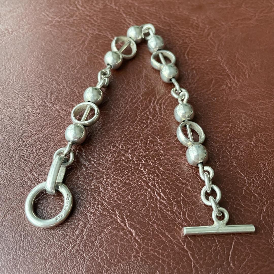 ビンテージシルバー925ブレスレット メキシコ製 ボールチェーン TAXCO