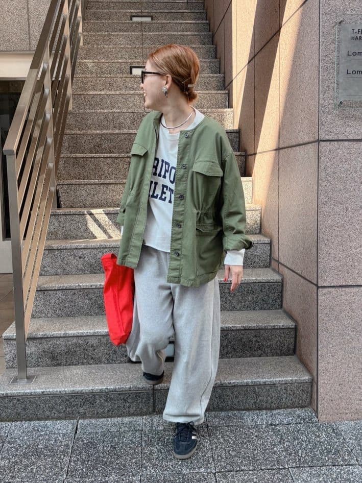 ピュアルセシン　ノーカラーミリタリーブルゾン