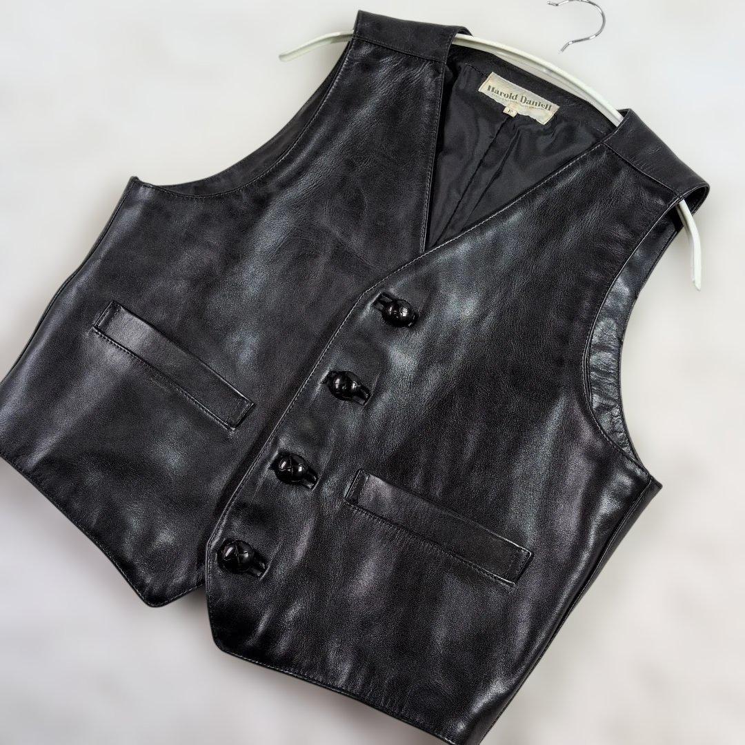 極美品★Harold Daniell ホースレザーベスト F 黒 日本製 馬革