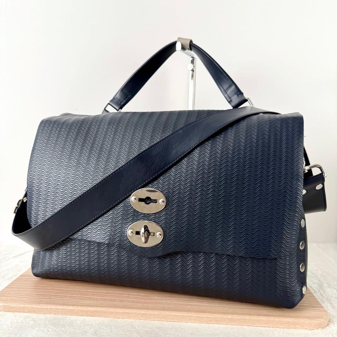 【美品】ザネラート POSTINA L カミシミアブランディーン 紺色