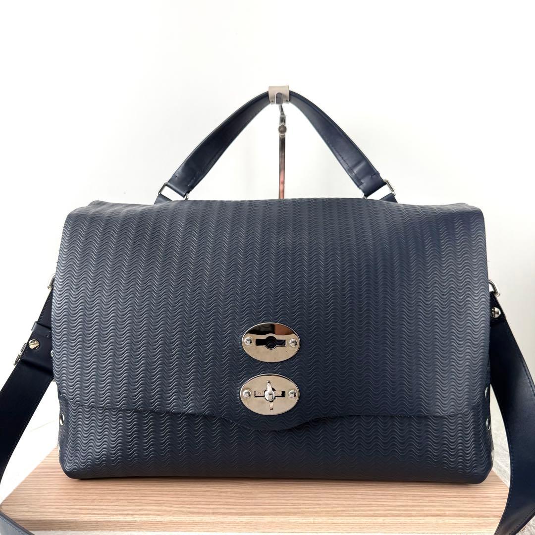 【美品】ザネラート POSTINA L カミシミアブランディーン 紺色