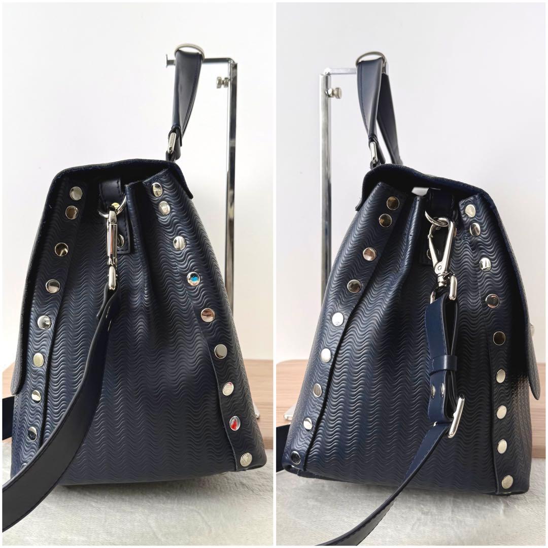 【美品】ザネラート POSTINA L カミシミアブランディーン 紺色