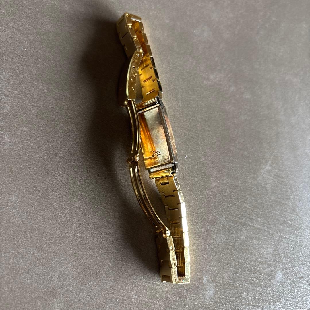 デルバナ18金　ベルト美品スイス製アンティーク腕時計　18K