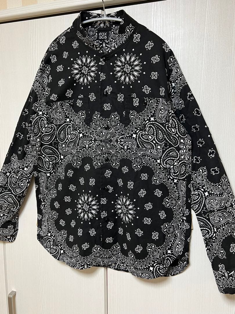 オアハカ　oaxaca スタンドカラーシャツ　ペイズリー　ブラック　別注　超美品