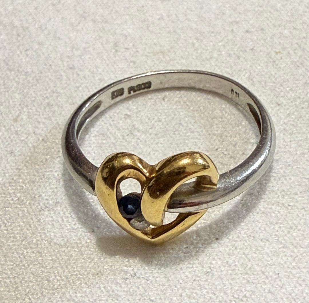 ★K18 /PTダイヤ・サファイアオープンハートリング★