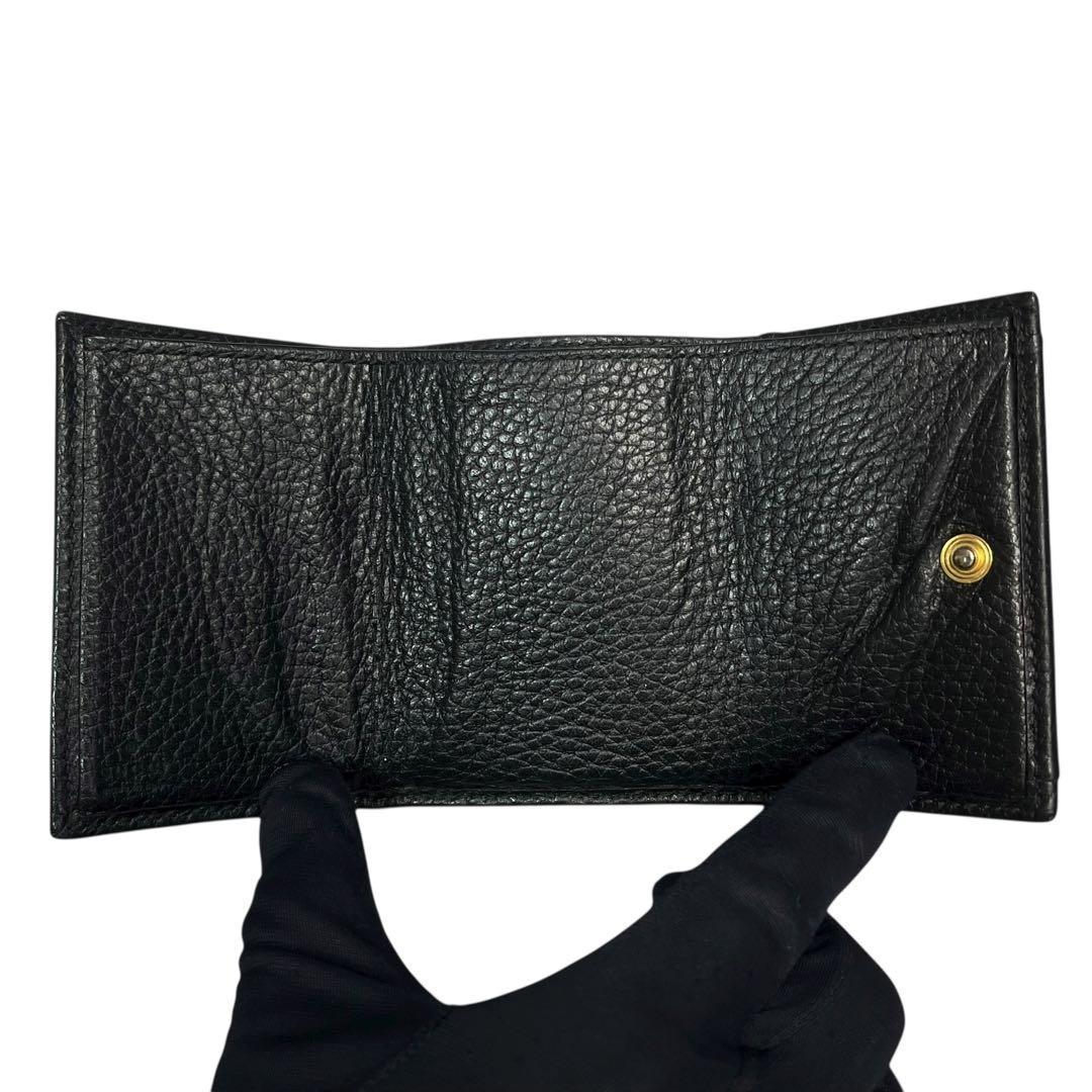 大人気✨グッチ 三つ折り財布 GGマーモント レザー ロゴ金具 黒