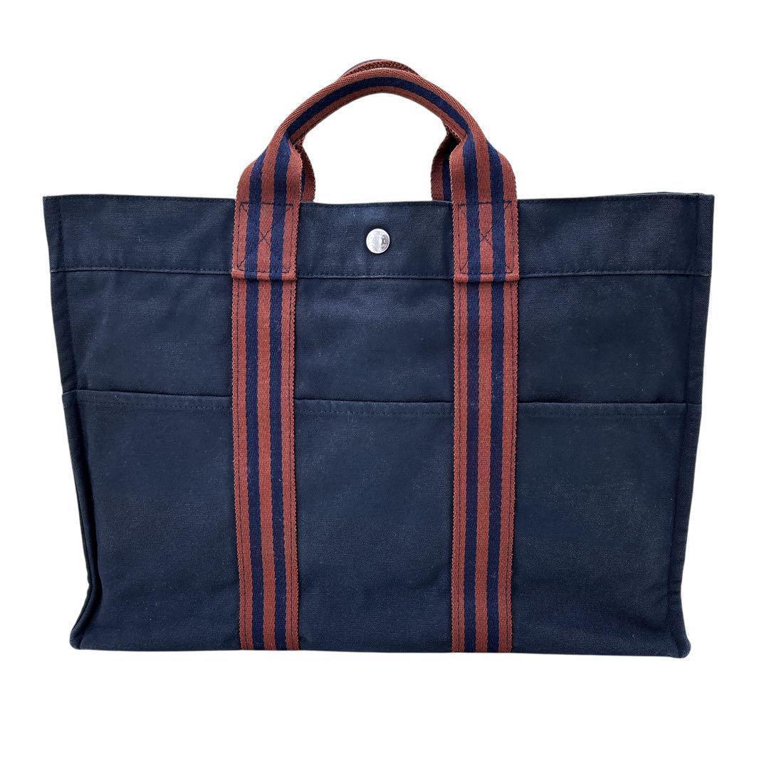 エルメス/フールトゥMM /トートバッグ/A4サイズ/バイカラー/紺色/男女兼用