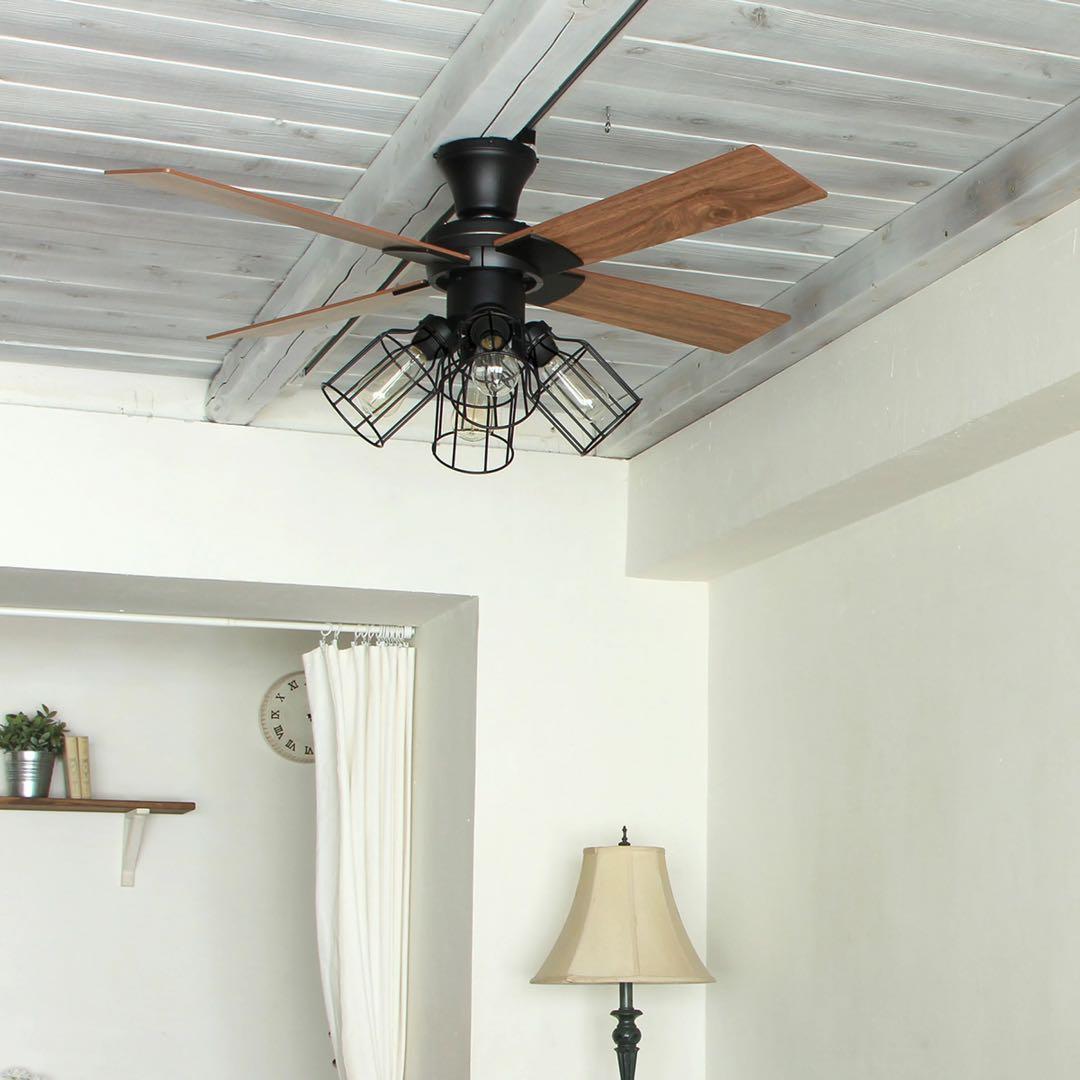 美品 JAVALO ELF シーリングファン ライト 4灯 リモコン付き LED