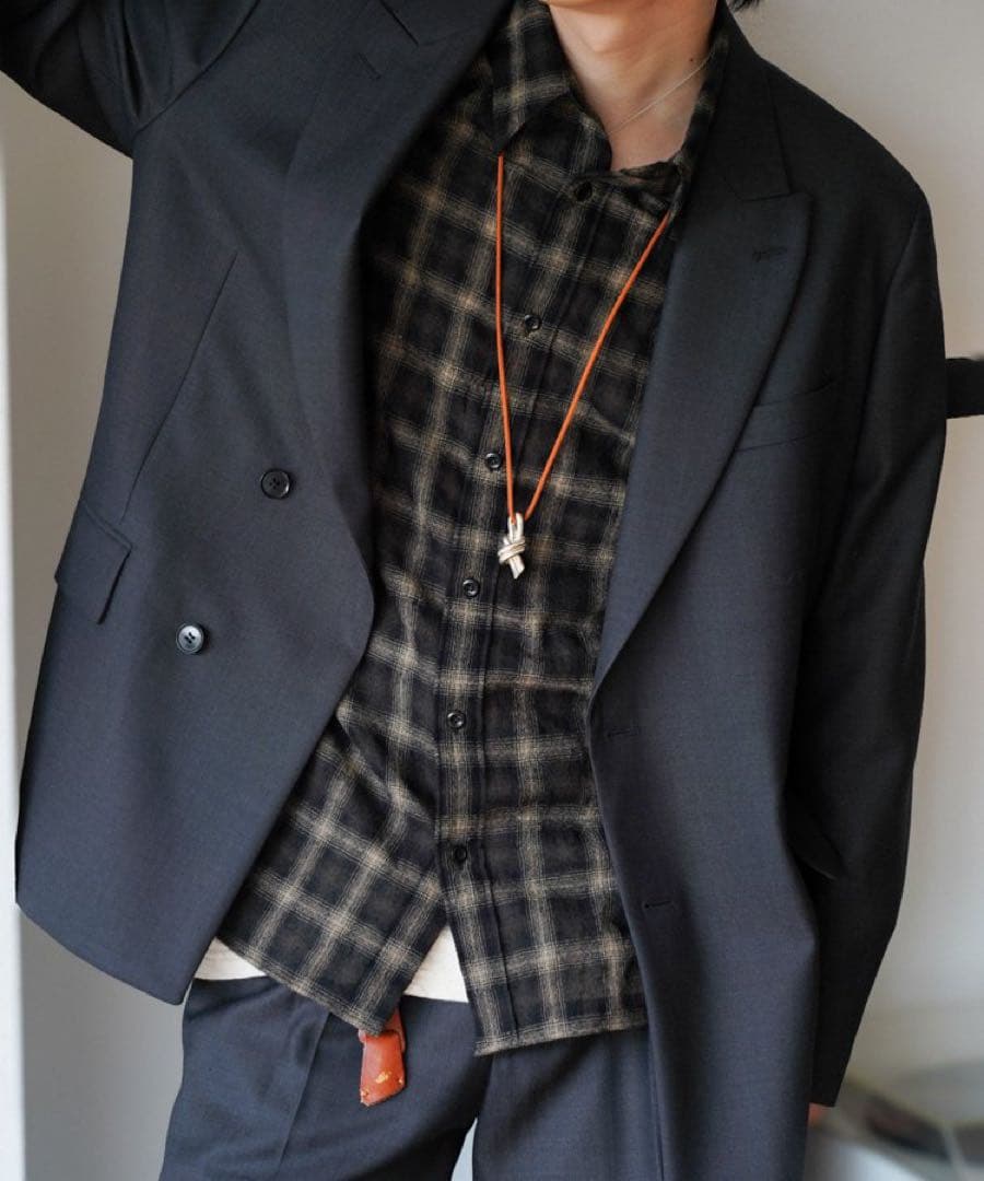 【LIDNM】Wool Plaid Western Shirt