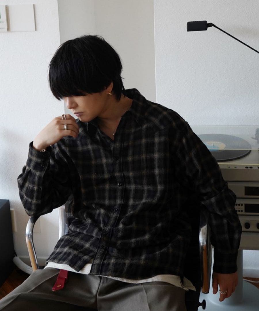 【LIDNM】Wool Plaid Western Shirt