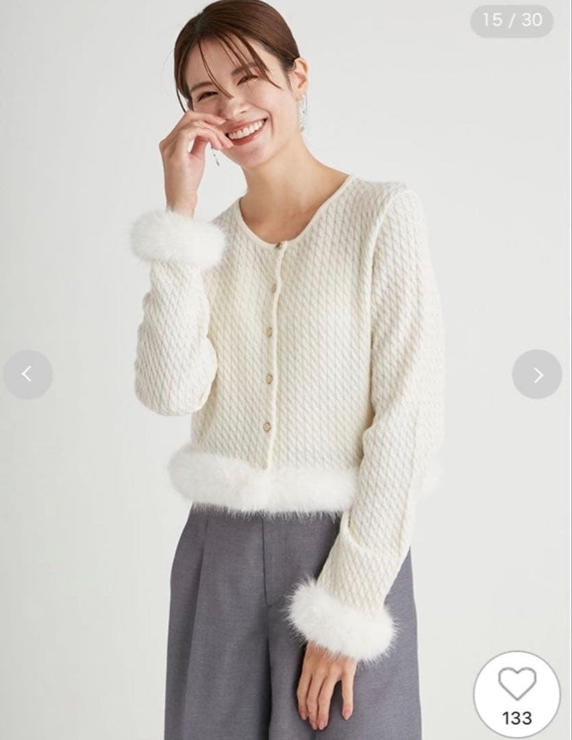 CELFORD ケーブルニットファーカーデ