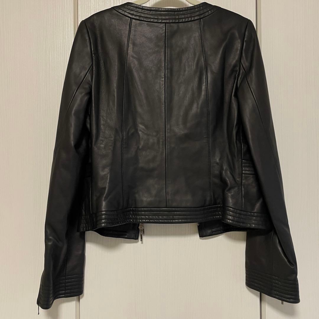 【美品】ANAYI ラムレザージャケット ノーカラー ブラック