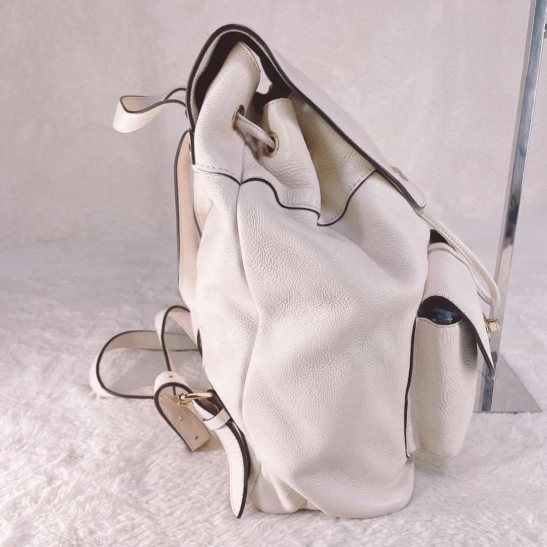 【美品】 COACH コーチリュック レザー ターンロック ホワイト