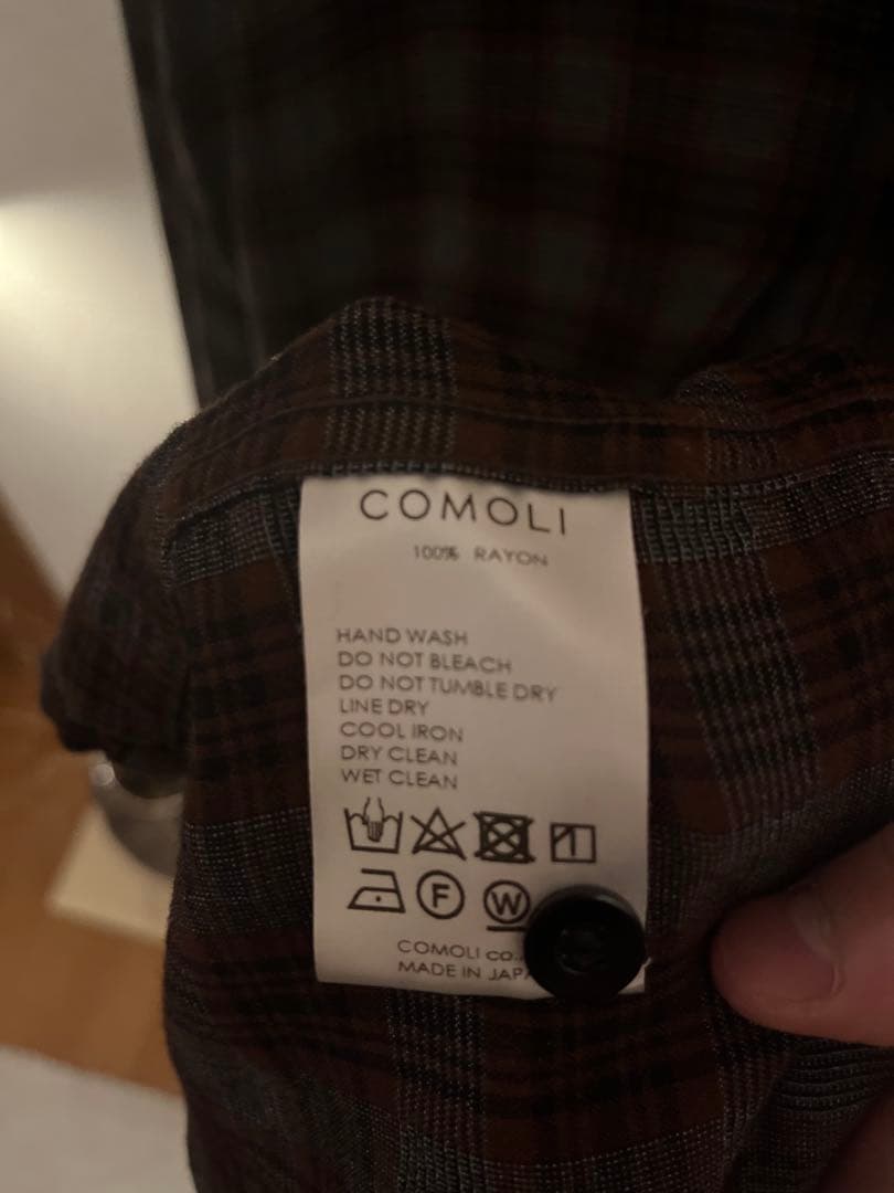 19ss comoli レーヨンオープンカラーチェックシャツ