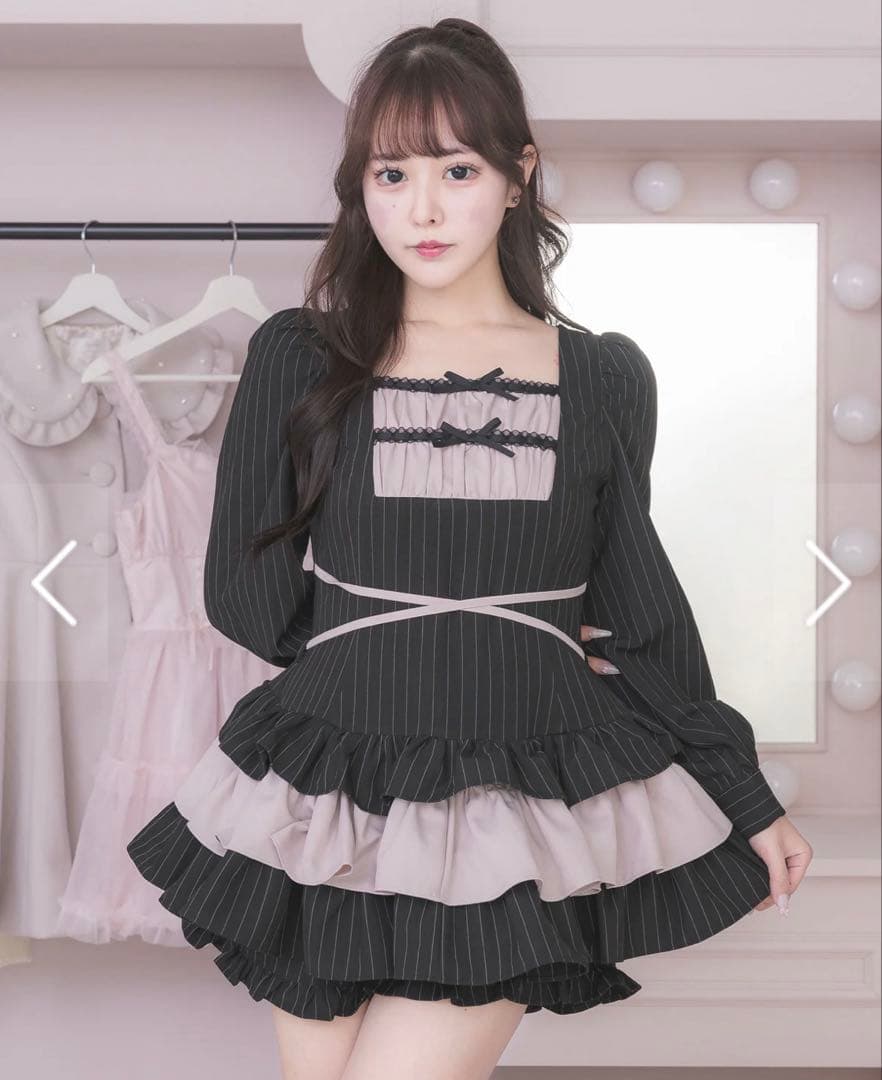 pium ピウム はしごリボンティアードセットアップ ピンク