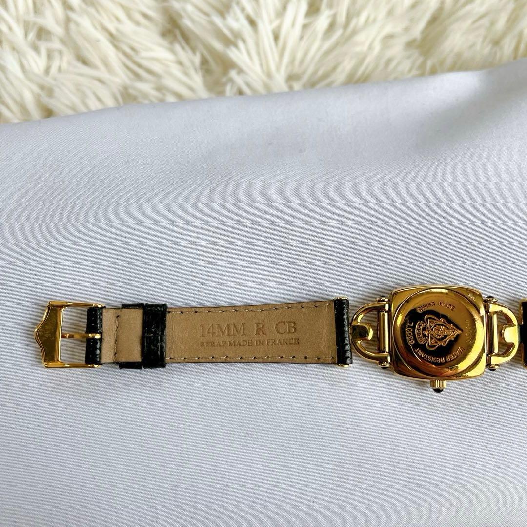 希少・美品✨GUCCI レザーベルト腕時計 ブラック　vintage ゴールド