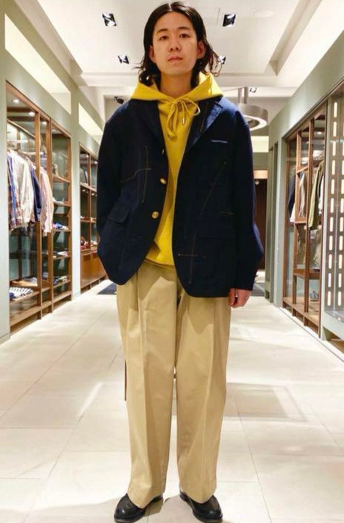 CABaN コットンカシミヤ プルオーバーパーカ　イエロー　L