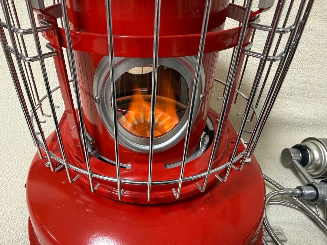 センゴクアラジン ガスストーブ レッド｜3連カスタム 燃焼時間3倍｜美品