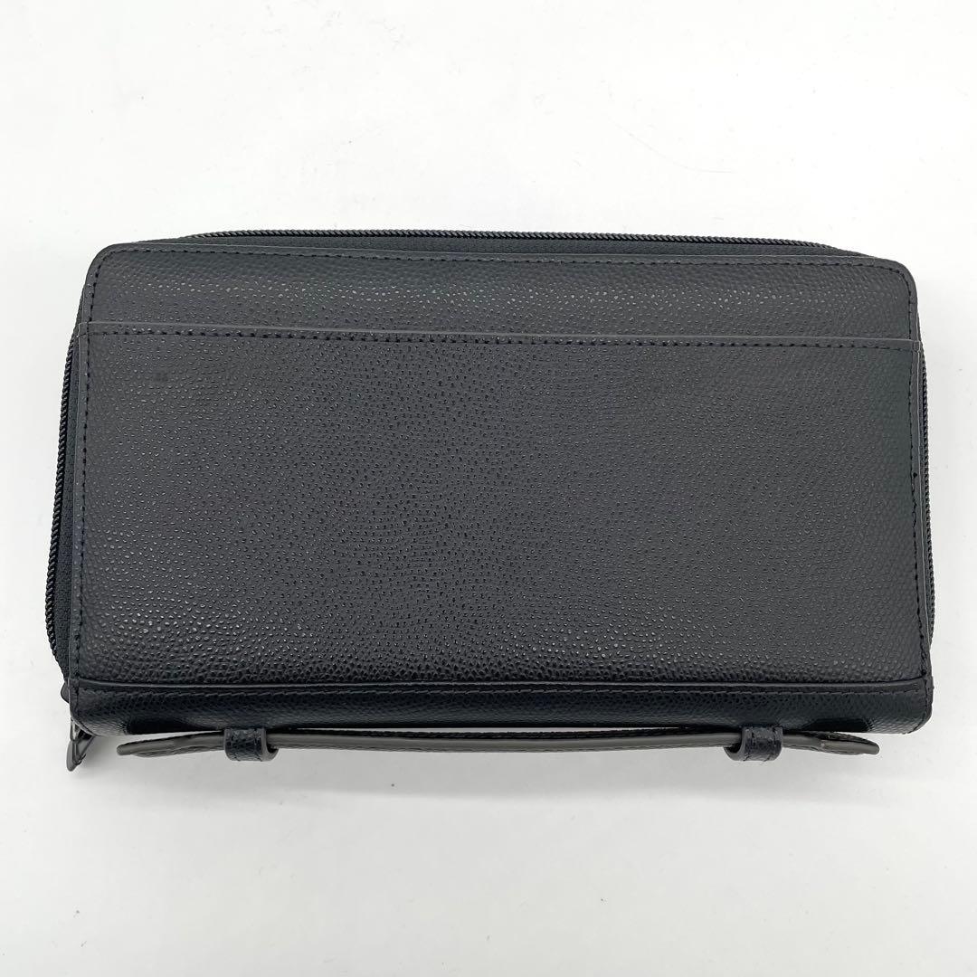 【極美品】トゥミ　トラベルオーガナイザー　ロゴプレート　Wファスナー　レザー　黒