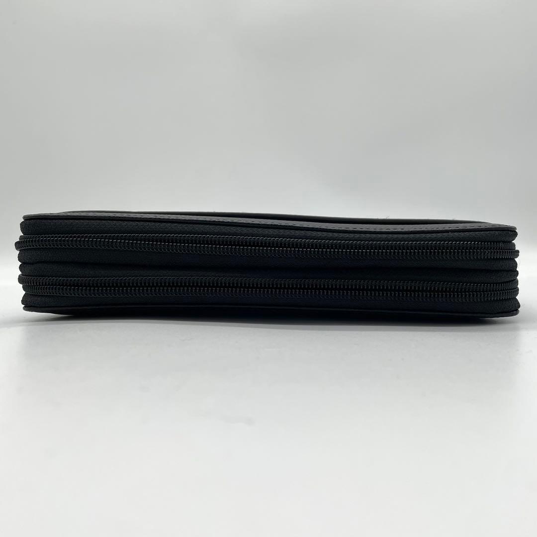 【極美品】トゥミ　トラベルオーガナイザー　ロゴプレート　Wファスナー　レザー　黒