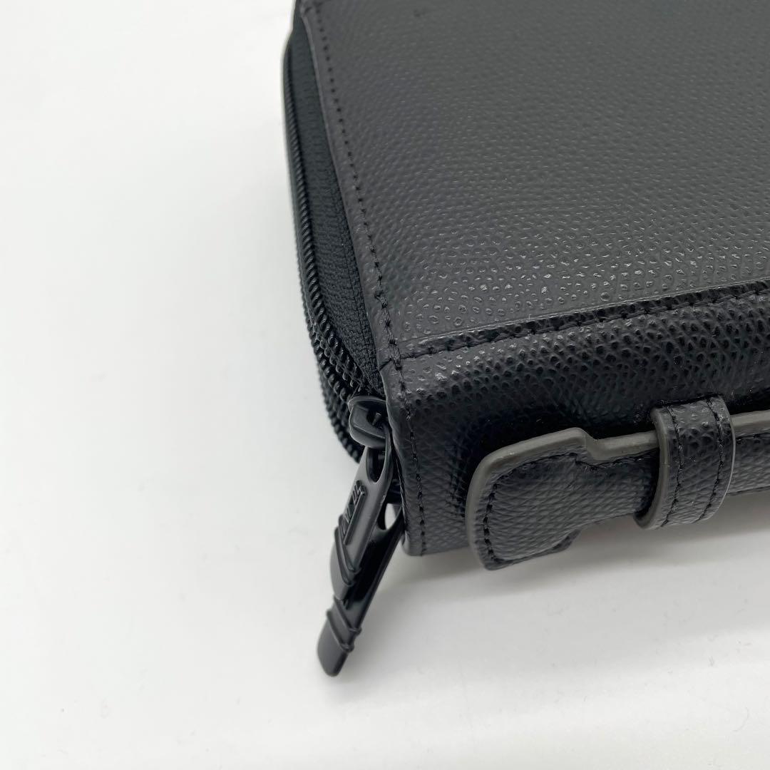 【極美品】トゥミ　トラベルオーガナイザー　ロゴプレート　Wファスナー　レザー　黒