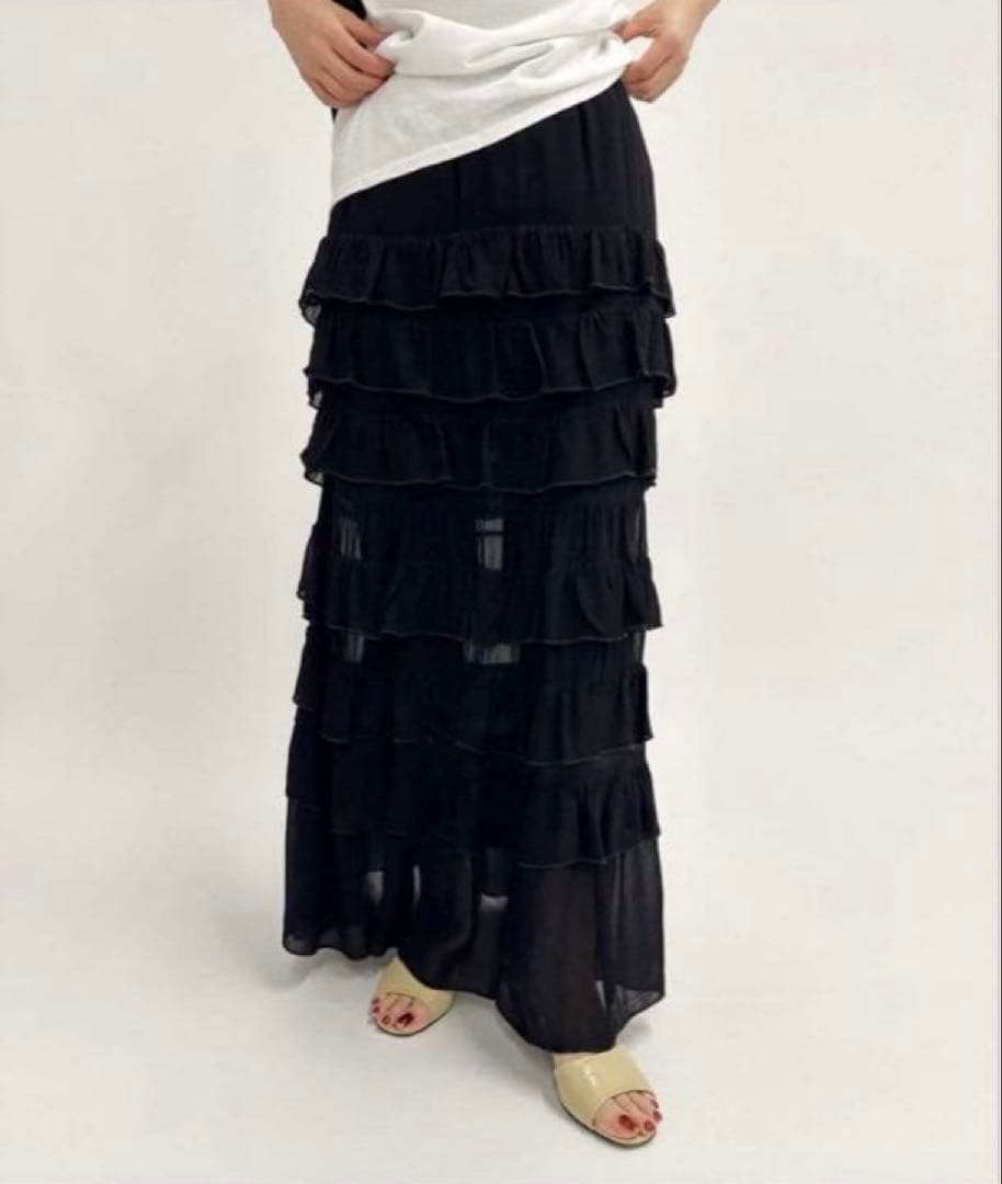 エディットフォールル フリル ティアード スカート ブラック
