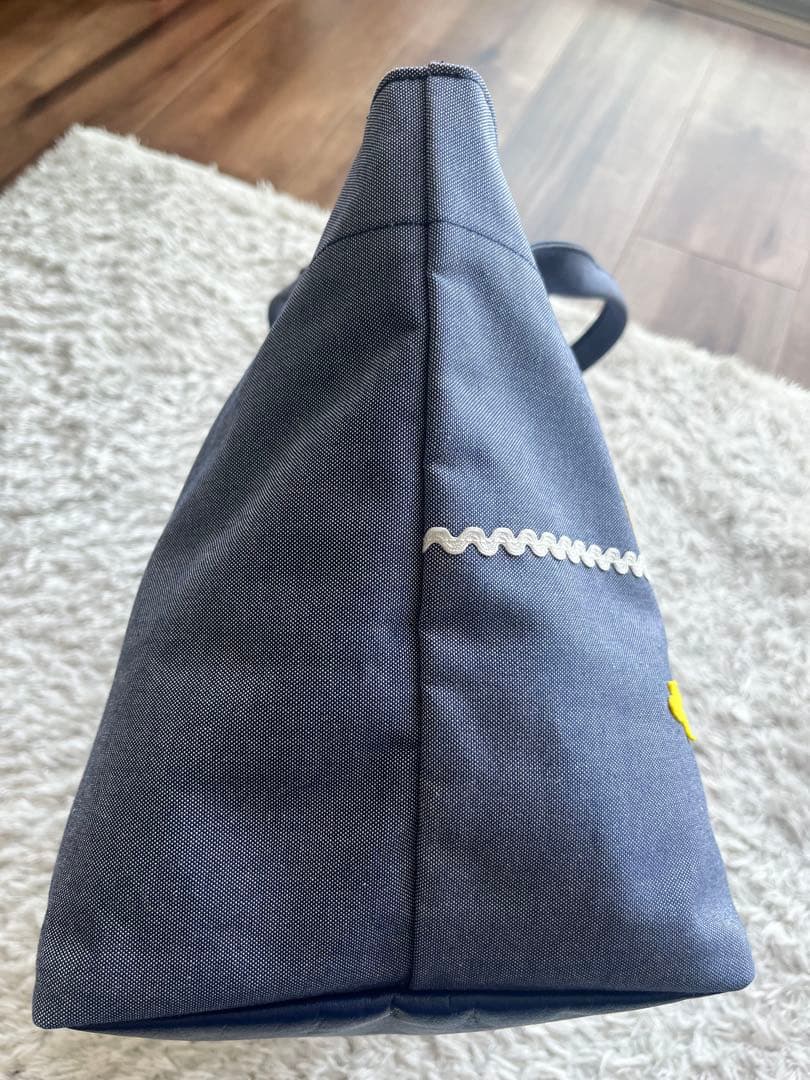 familiar 【美品】デニム地トートバッグ マチ付き ファスナー付き