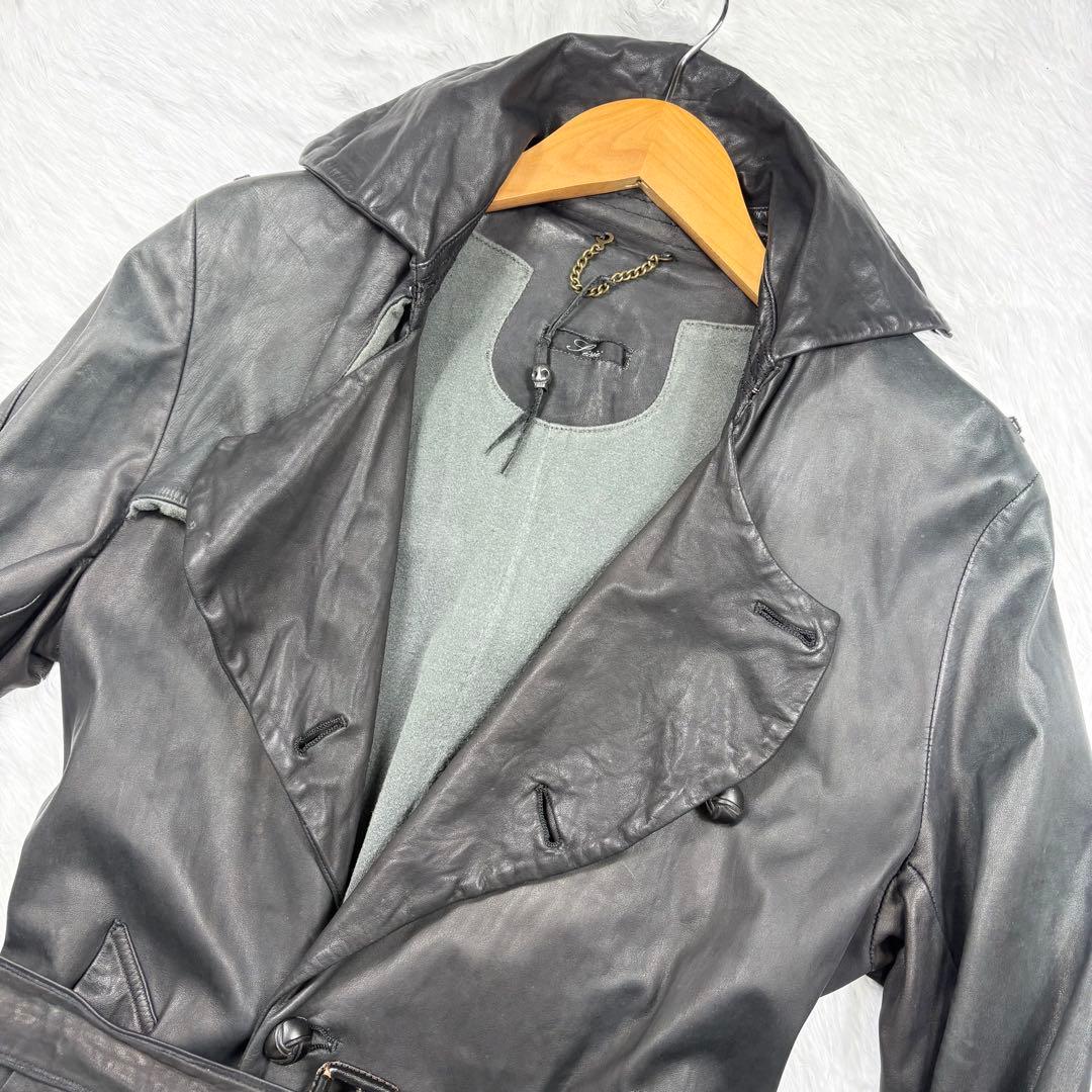 ✨超希少✨シシ　オールレザー　トレンチコート　ベルト　ロング丈　羊革　Mサイズ