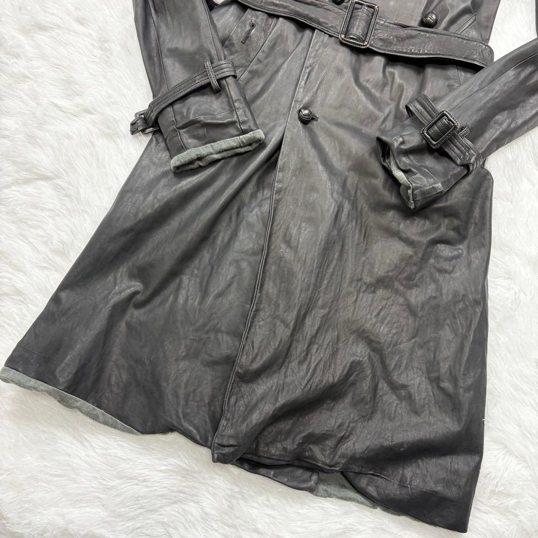 ✨超希少✨シシ　オールレザー　トレンチコート　ベルト　ロング丈　羊革　Mサイズ
